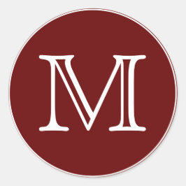 Pegatina Redonda Letra roja blanca monográfica