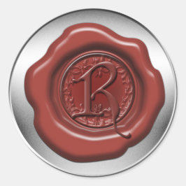 Pegatina Redonda Letra roja de cera de sellado R