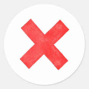 Pegatina Redonda letra roja grande x