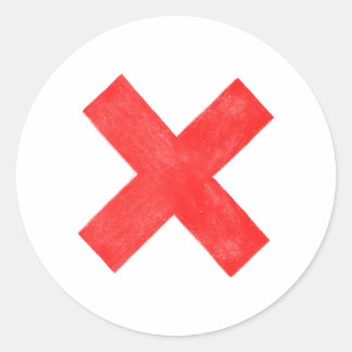 Pegatina Redonda letra roja grande x