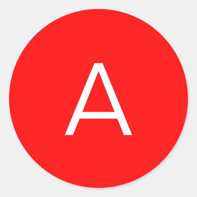 Pegatina Redonda Letra roja monograma inicial profesional (Anverso)