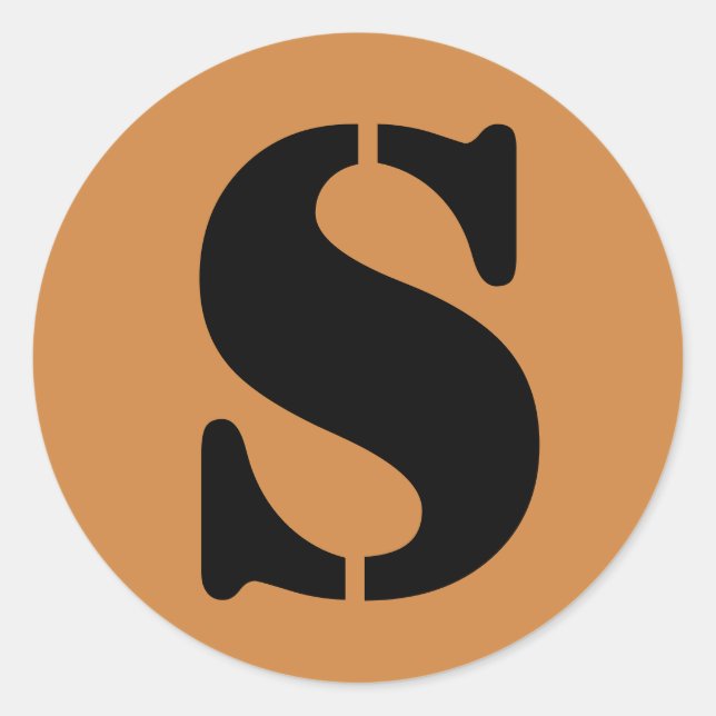 Pegatina Redonda Letra S alfabeto esténcil de Janz Peru Gold (Anverso)