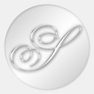 Pegatina Redonda Letra S guión inicial faux plata monograma favor