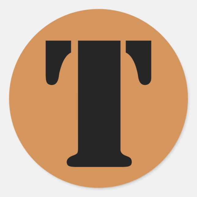 Pegatina Redonda Letra T Stencil Alphabet de Janz Peru Gold (Anverso)