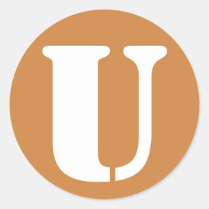 Pegatina Redonda Letra U Perú patrón oro alfabeto de Janz