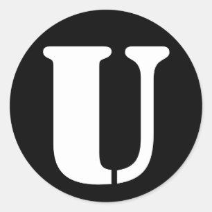 Pegatina Redonda Letra U Stencil Alphabet por Janz Black