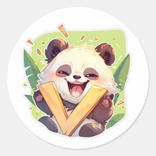 Pegatina Redonda Letra V Anime Panda (Anverso)