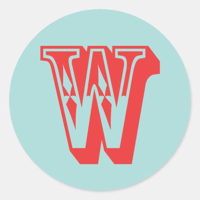 Pegatina Redonda Letra W estilo carnaval monograma preferencia inic (Anverso)