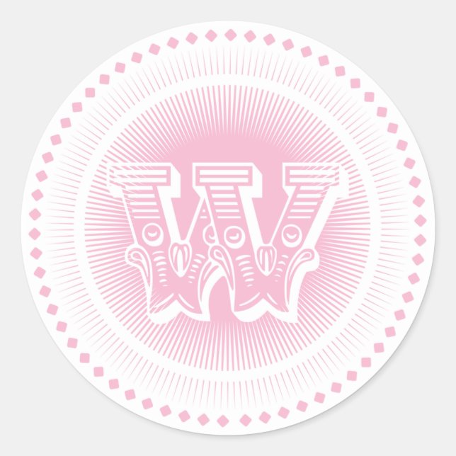 Pegatina Redonda Letra W Pegatinas redondos de monograma (Anverso)