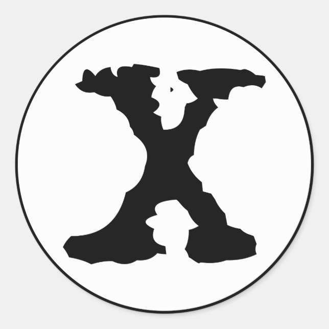 Pegatina Redonda Letra X (Anverso)