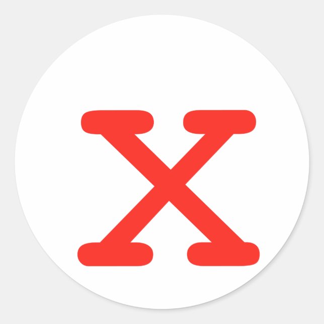 Pegatina Redonda Letra X (Anverso)