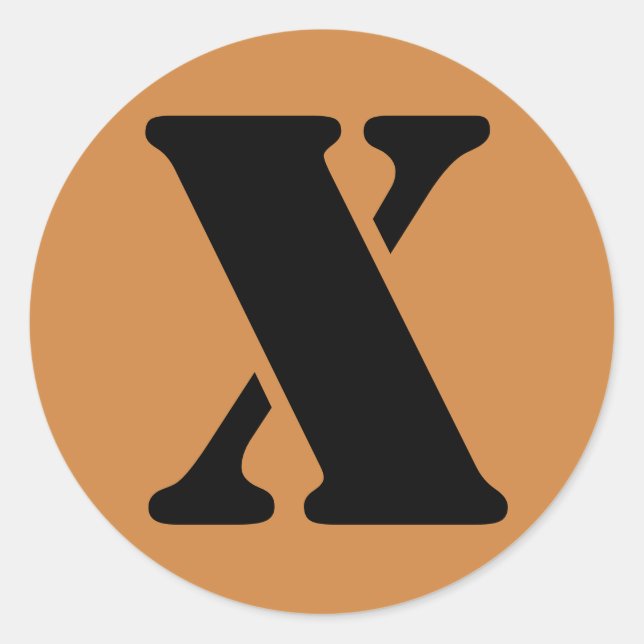 Pegatina Redonda Letra X alfabeto esténcil de Janz Peru Gold (Anverso)