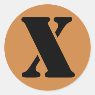 Pegatina Redonda Letra X alfabeto esténcil de Janz Peru Gold