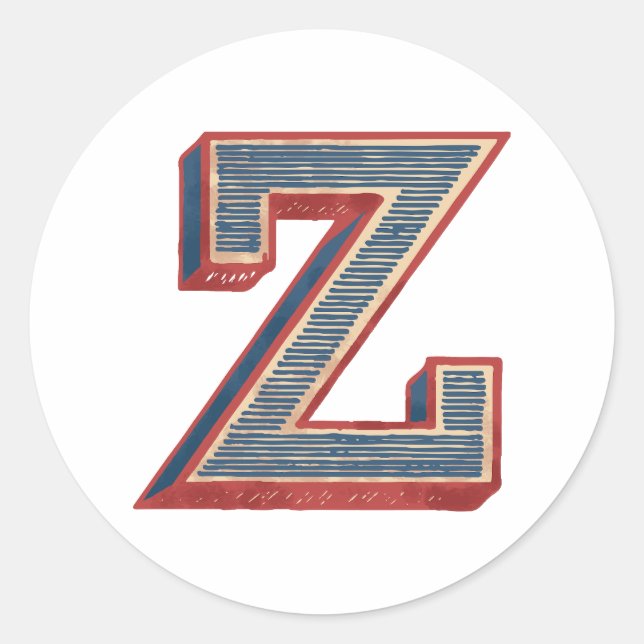 Pegatina Redonda Letra "Z" elegante bordada (Anverso)