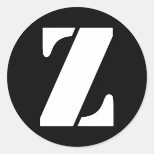 Pegatina Redonda Letra Z Stencil Alphabet por Janz Black