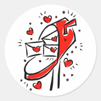 Pegatina Redonda letras de buzón de correo corazones contamar