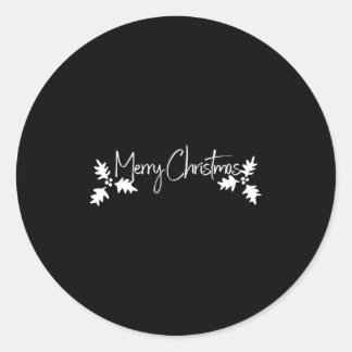 Pegatina Redonda Letras De Navidad Con Escritura A Mano Y Acebo 