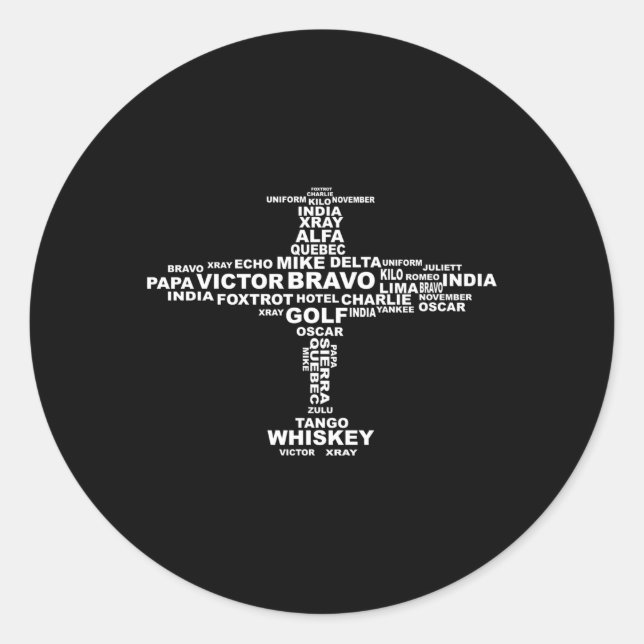 Pegatina Redonda Letras de plano fonético completo (Anverso)