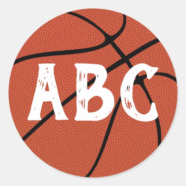 Pegatina Redonda Letras personalizadas de equipo de baloncesto o nú (Anverso)