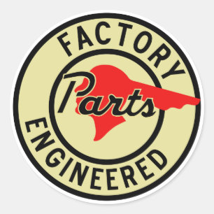 Pegatina Redonda Letrero vintage de Pontiac Factory Engineered Part