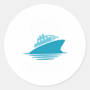 Pegatina Redonda Lets Cruise Cruise Ship Vacation Gift