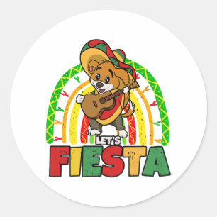 Pegatina Redonda Lets Fiesta Dog