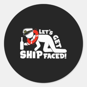 Pegatina Redonda Lets Get Ship Facture - vacaciones de cruceros fam