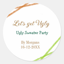 Pegatina Redonda Let's get ugly Christmas ugly sweater Partyorange 