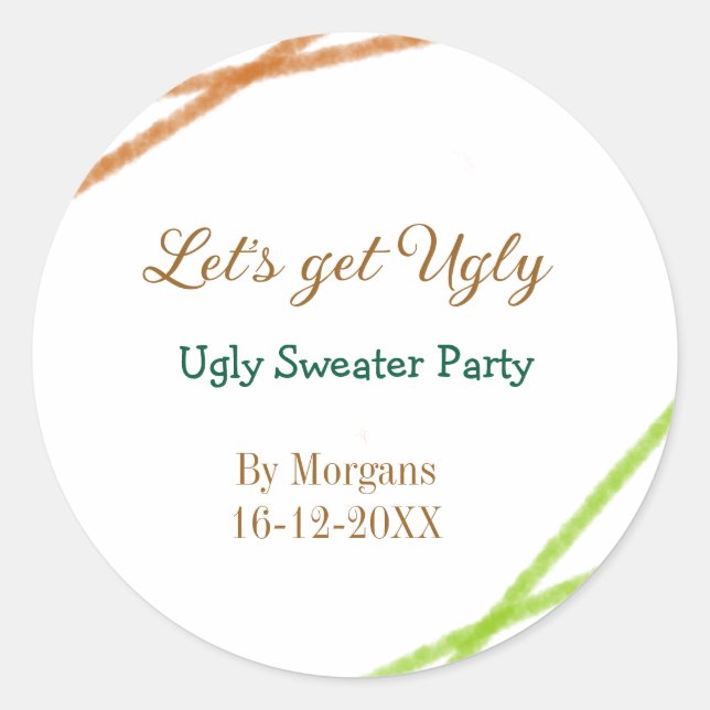 Pegatina Redonda Let's get ugly Christmas ugly sweater Partyorange  (Anverso)
