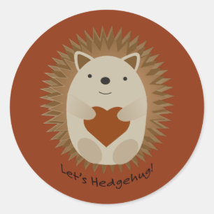 Pegatina Redonda Lets Hedgehug Hegehog