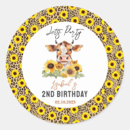 Pegatina Redonda Let's Party Till the Cows Come Home 2nd Birthday