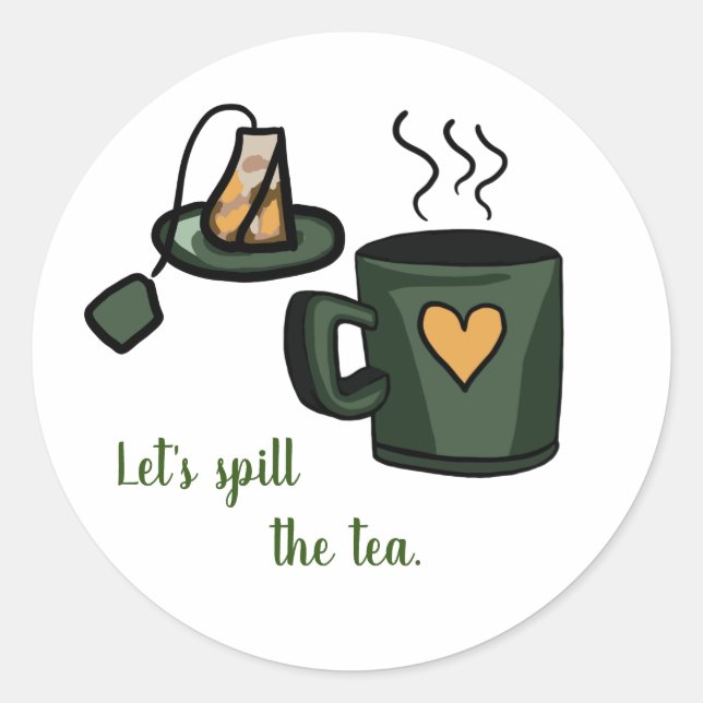 Pegatina Redonda Let's spill the tea sticker scrapbook etiket (Anverso)