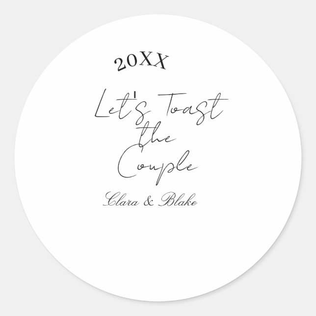 Pegatina Redonda Let's toast the couple engagement wedding party ye (Anverso)