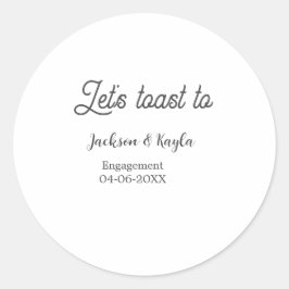 Pegatina Redonda Let's toast to engagement party name date elegant 