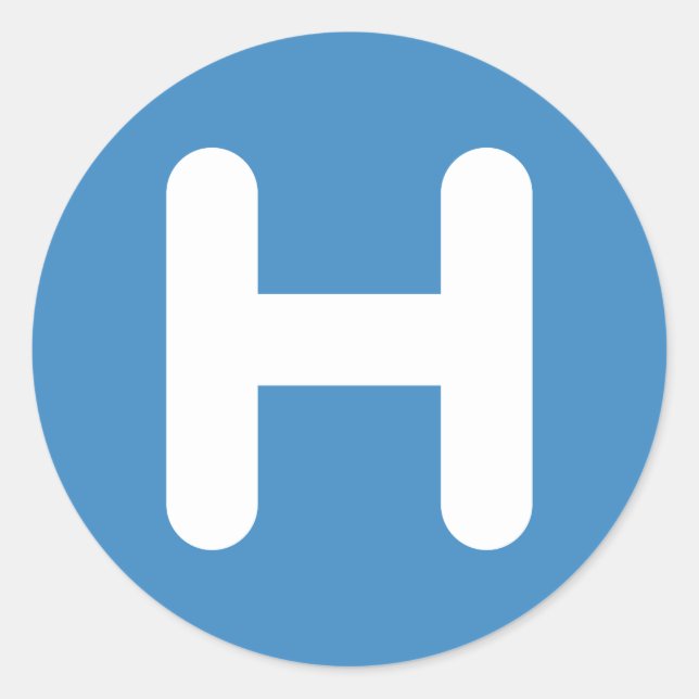 Pegatina Redonda Letter H Emoji Twitter (Anverso)