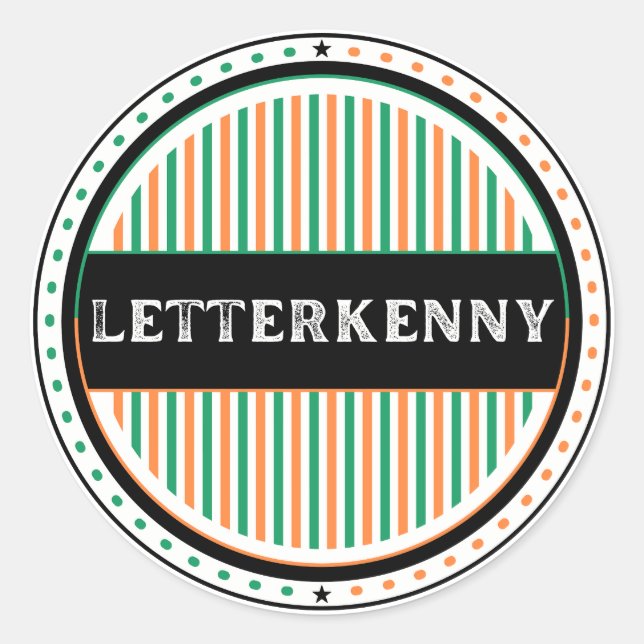 Pegatina Redonda Letterkenny City Pride Emblem – Irish Identity (Anverso)