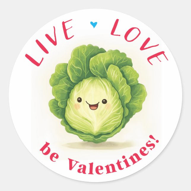 Pegatina Redonda Lettuce be Valentine (Anverso)