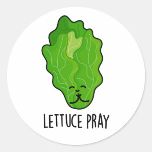 Pegatina Redonda Lettuce Pray Funny Veggie Pun