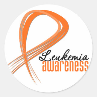 Pegatina Redonda Leucemia Awareness Grunge Ribbon