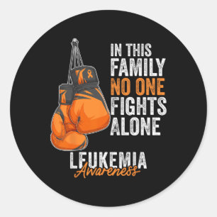 Pegatina Redonda Leucemia Awareness Mono Guantes de boxeo Naranja R