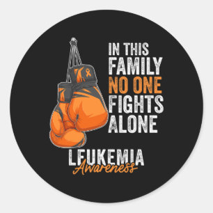Pegatina Redonda Leucemia Awareness Mono Guantes de boxeo Naranja R