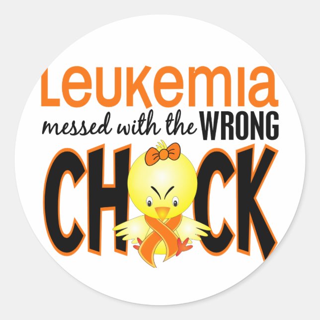 Pegatina Redonda Leucemia Con El Chick Equivocado (Anverso)