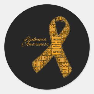 Pegatina Redonda Leucemia Concienciación naranja cinta de lucha con