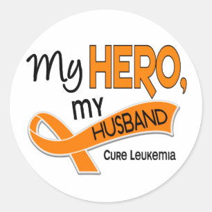 Pegatina Redonda Leucemia MI HÉROE MI ESPOSO 42