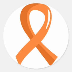 Pegatina Redonda Leucemia Naranja Ribbon 3