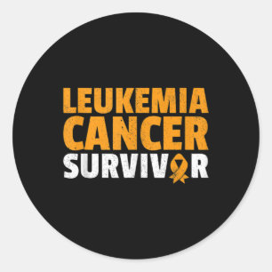 Pegatina Redonda Leucemia Sobreviviente de Cáncer Naranja Concienci