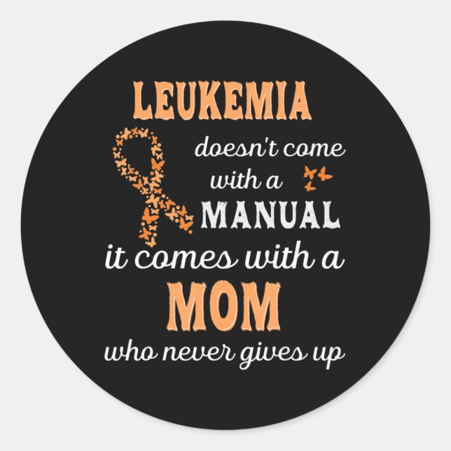 Pegatina Redonda Leukemia awareness Mom Support Leukemia Warrior  (Anverso)