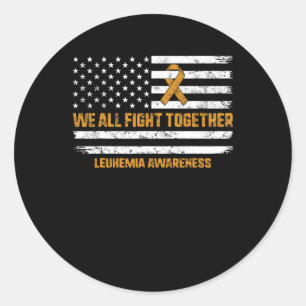 Pegatina Redonda Leukemia Awareness Naranja Ribbon Guerrero De Band