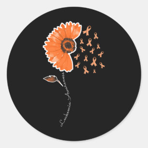 Pegatina Redonda Leukemia Awareness Warrier Naranja Ribbon Sunflowe