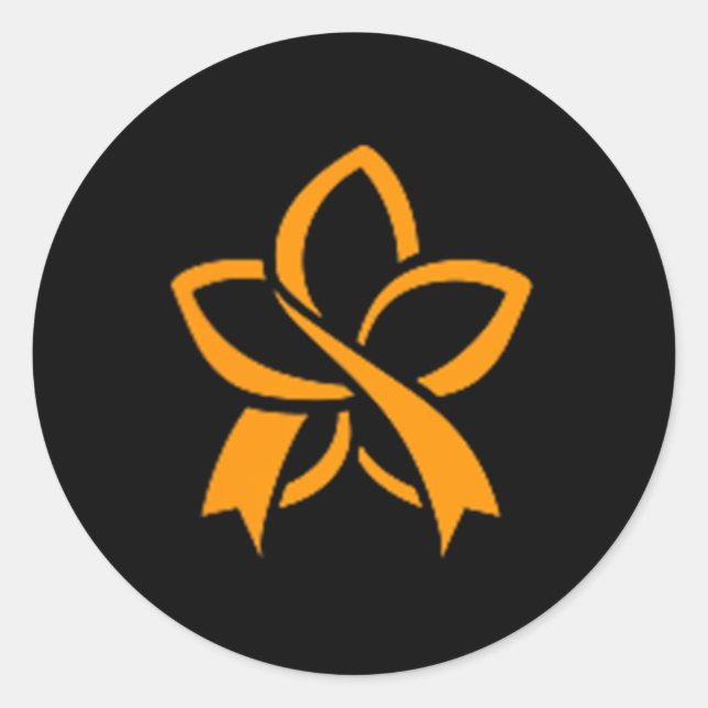 Pegatina Redonda Leukemia Cancer Awareness Minimalist Simple Orange (Anverso)